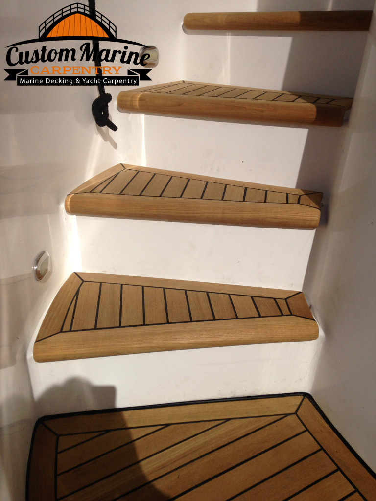 Teak Decking Steps by Custom Marine Carpentry, with the best marine carpentry services in all South Florida